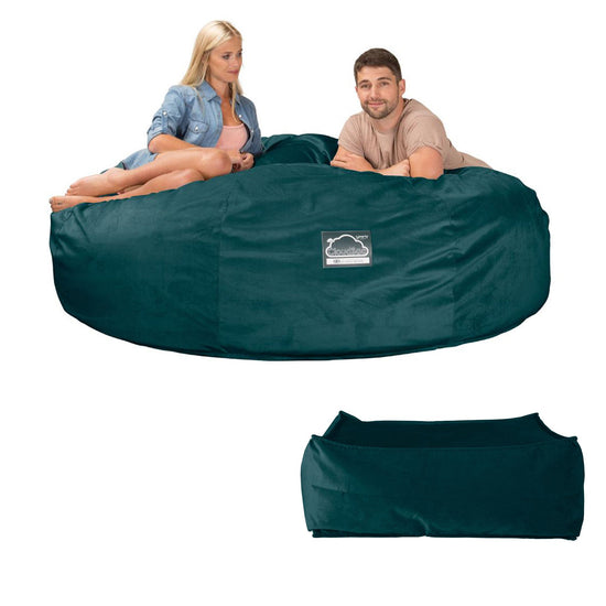 Extra veľká pohovka sedací vak z pamäťovej peny CloudSac 3000 XXL - Zamat Modrozelená 07