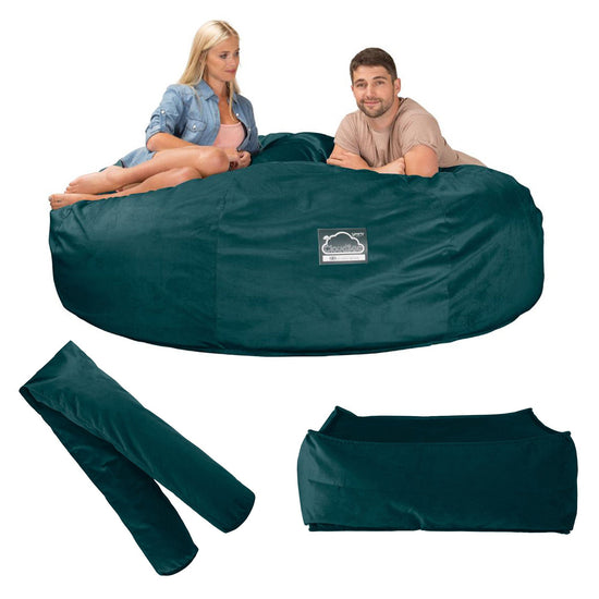 Extra veľká pohovka sedací vak z pamäťovej peny CloudSac 3000 XXL - Zamat Modrozelená 09
