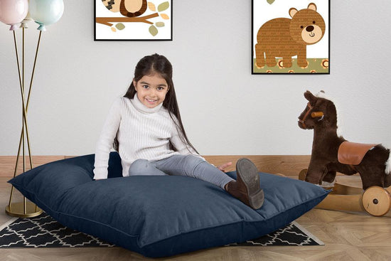 Sedací vak pre malé deti vo veku 2-14 rokov - Zamat Námornícka modrá 02