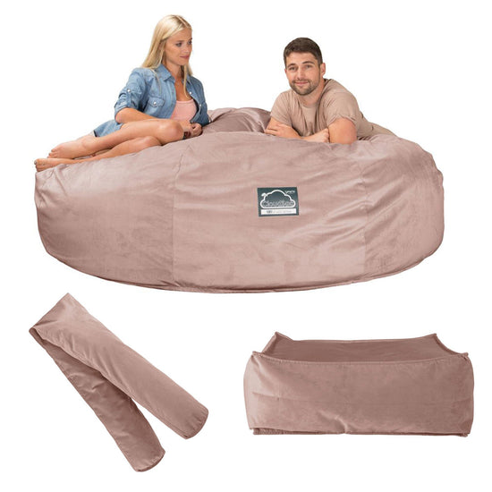 Extra veľká pohovka sedací vak z pamäťovej peny CloudSac 3000 XXL - Zamat Ružová 09