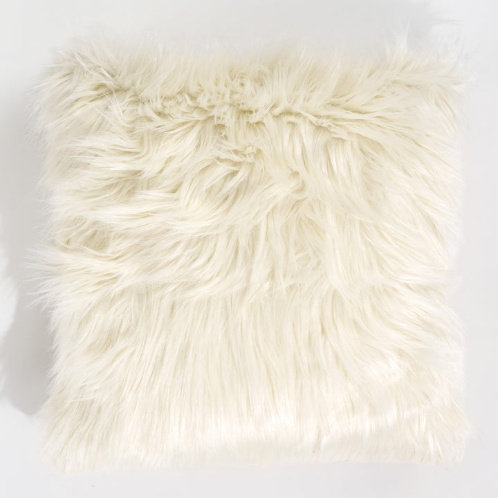 Dekoračný poťah na vankúš 47 x 47 cm - Mongolská Umelá Kožušina Smotanová 01