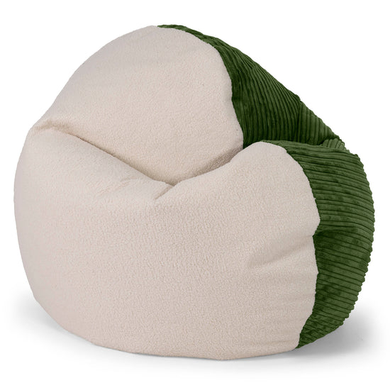Flexforma Kids Bean Bag Chair for Toddlers 1-3 yr - Boucle & Cord Forest Green 01