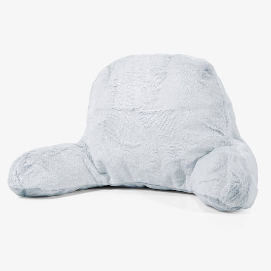 Útulný vankúš s vysokým operadlom - Falošná králičia kožušina Prašná modrá 01