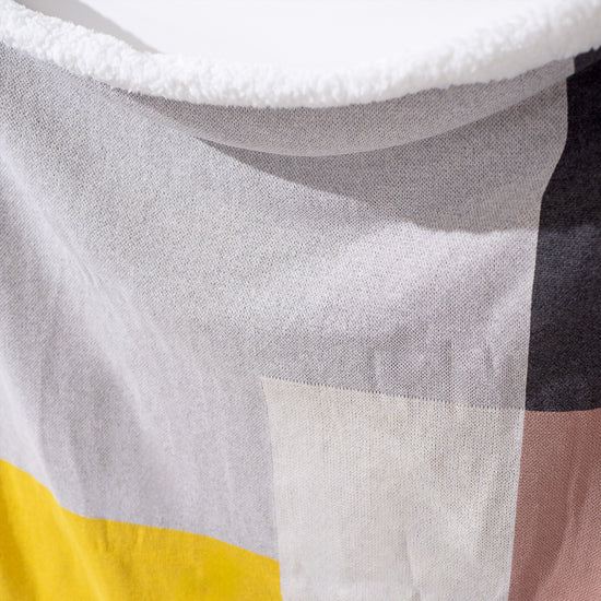 Deka / prikrývka - Pletené Geometrický farebný blok Šedá 03