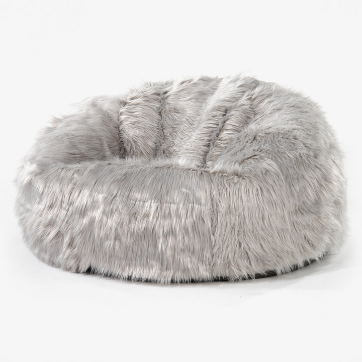 Klasická pohovka sedací vak - Mongolská Umelá Kožušina Šedá 01