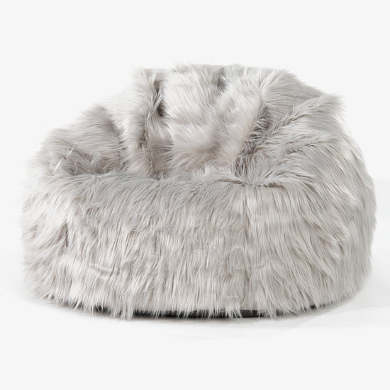 Klasická stolička sedací vak - Mongolská Umelá Kožušina Šedá 01