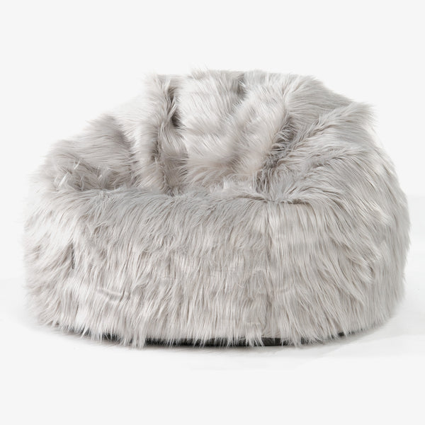 Klasická stolička sedací vak - Mongolská Umelá Kožušina Šedá 01