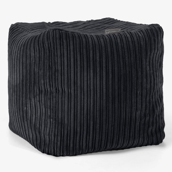 Kocková podnožka puf - Menčester Čierna 01