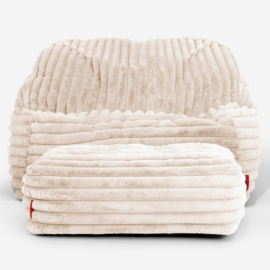 Kreslo sedací vak Sloucher - Ultra plyšový kord Smotanová 03