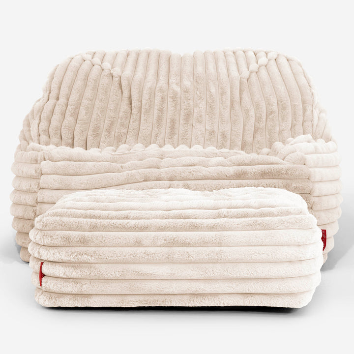 Kreslo sedací vak Sloucher - Ultra plyšový kord Smotanová 03