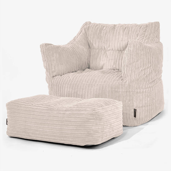 Victor Bean Bag Armchair - Cord Ivory 02