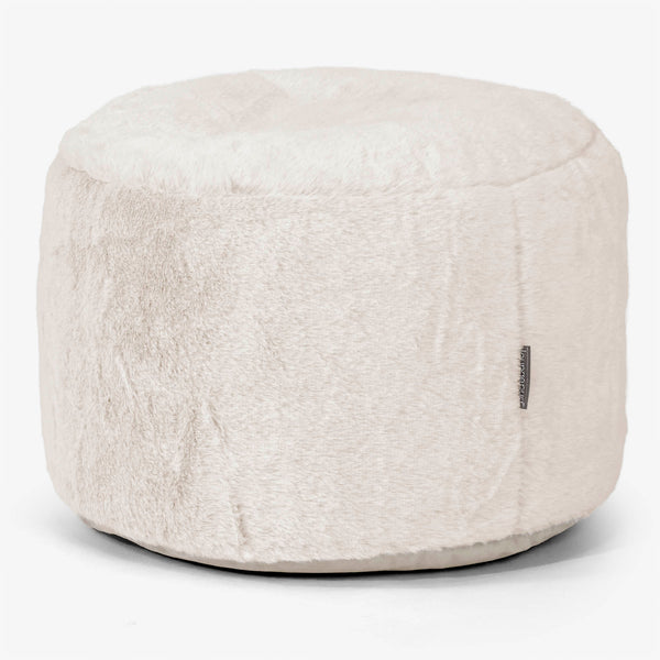 Malá okrúhla podnožka - Falošná králičia kožušina Biela 01