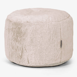 Malá okrúhla podnožka - Falošná králičia kožušina Zlatohnedá