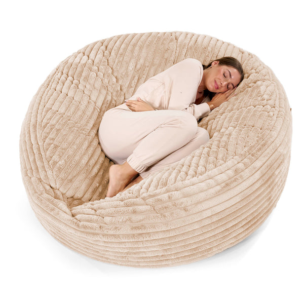 Mega mamutia pohovka sedací vak - Ultra plyšový kord Broskyňová