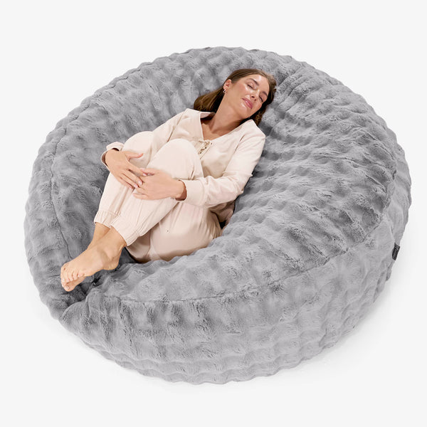 Mega mamutia pohovka sedací vak - Umelá kožušina Bublina Šedá