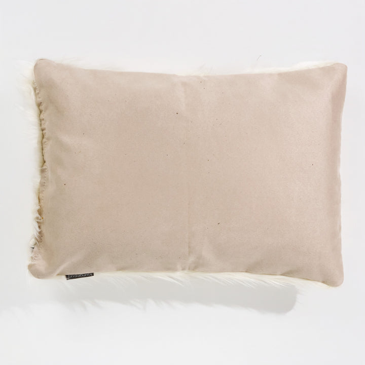 Obdĺžnikový dekoračný poťah na vankúš 35 x 50 cm - Mongolská Umelá Kožušina Smotanová 02