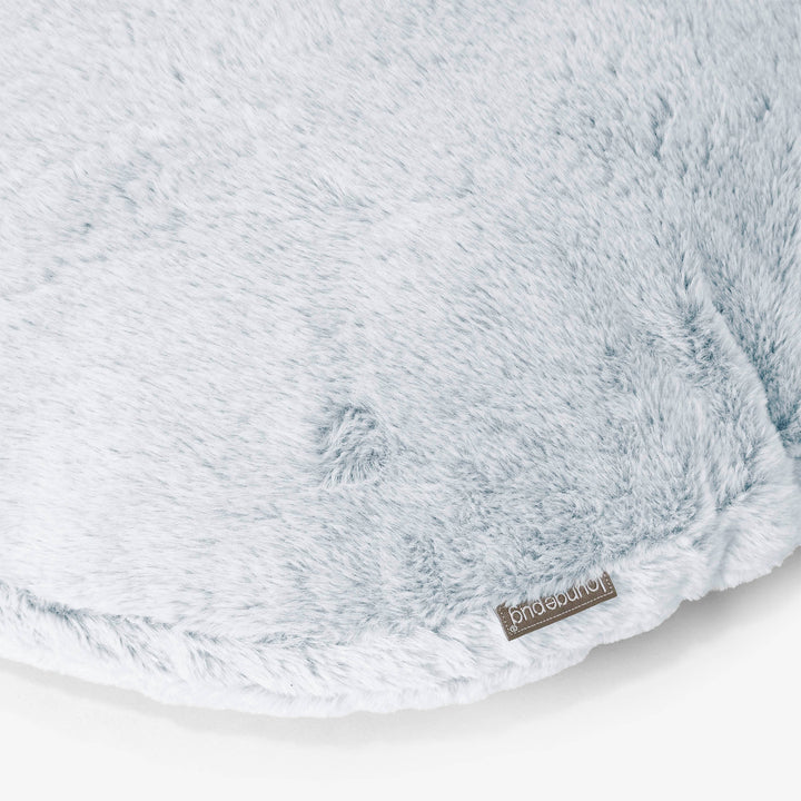 Okrúhly dekoračný poťah na vankúš 50 cm - Falošná králičia kožušina Prašná modrá 02