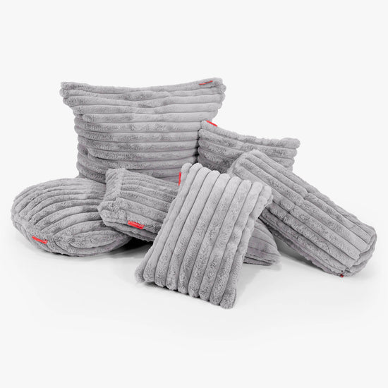 Okrúhly dekoračný poťah na vankúš 50 cm - Ultra plyšový kord Šedá 02