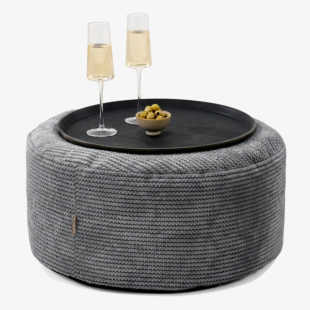 Ottoman Puf s Podnosom na Servírovanie - Pom Pom Čierna - 01