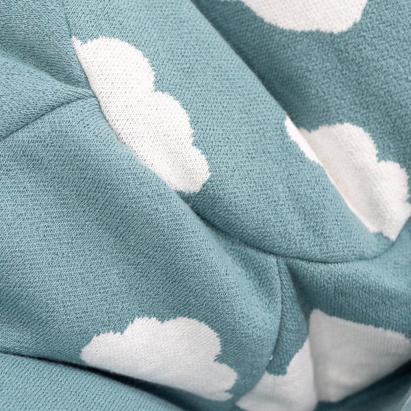 Klasická detská stolička sedací vak vo veku 1-5 rokov - Pletené Mrak Modrá Fabric Close-up Image