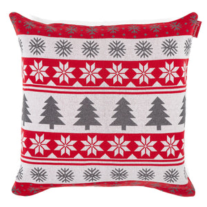 Extra veľký dekoračný poťah na vankúš 70 x 70 cm - Pletené Vianočný Fairisle Červená