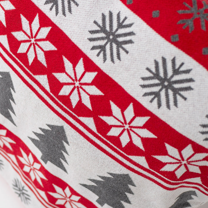 Extra veľký dekoračný poťah na vankúš 70 x 70 cm - Pletené Vianočný Fairisle Červená 03