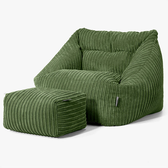 Maya Bean Bag Chair - Cord Forest Green 02
