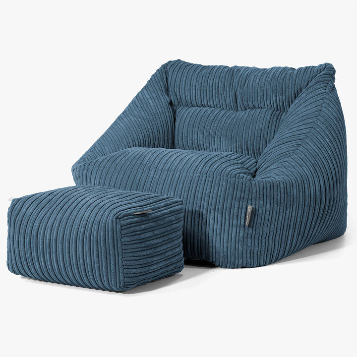 Maya Bean Bag Chair - Cord Navy Blue 02