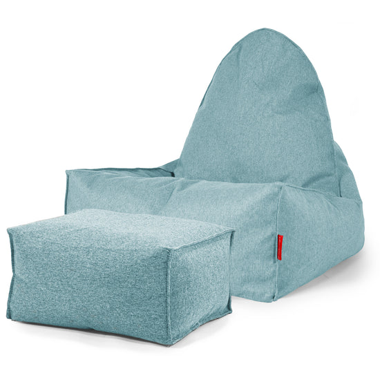 Scandi Lounger Bean Bag Chair - Interalli Wool Aqua 02