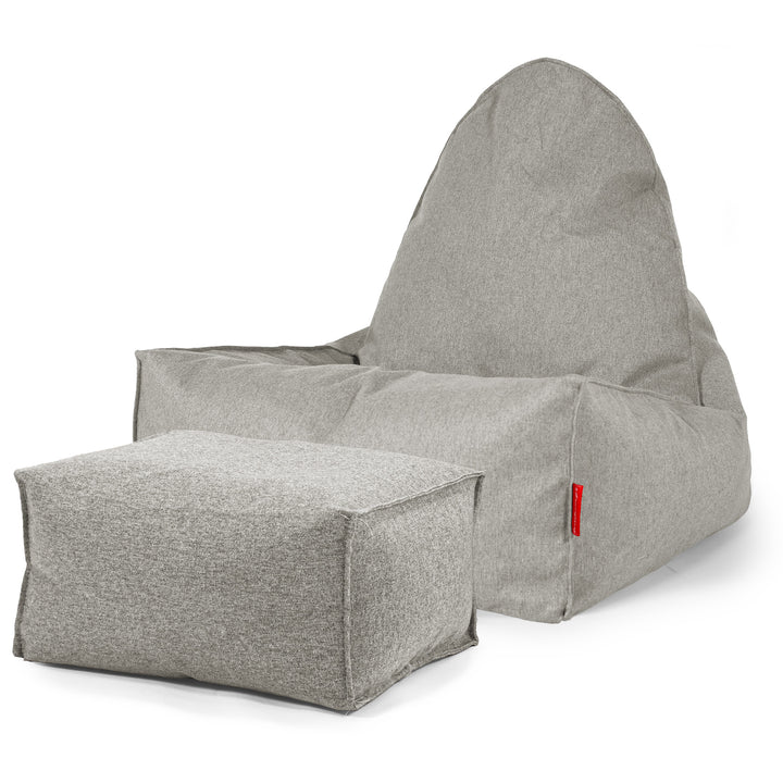 Scandi Lounger Bean Bag Chair - Interalli Wool Silver 02