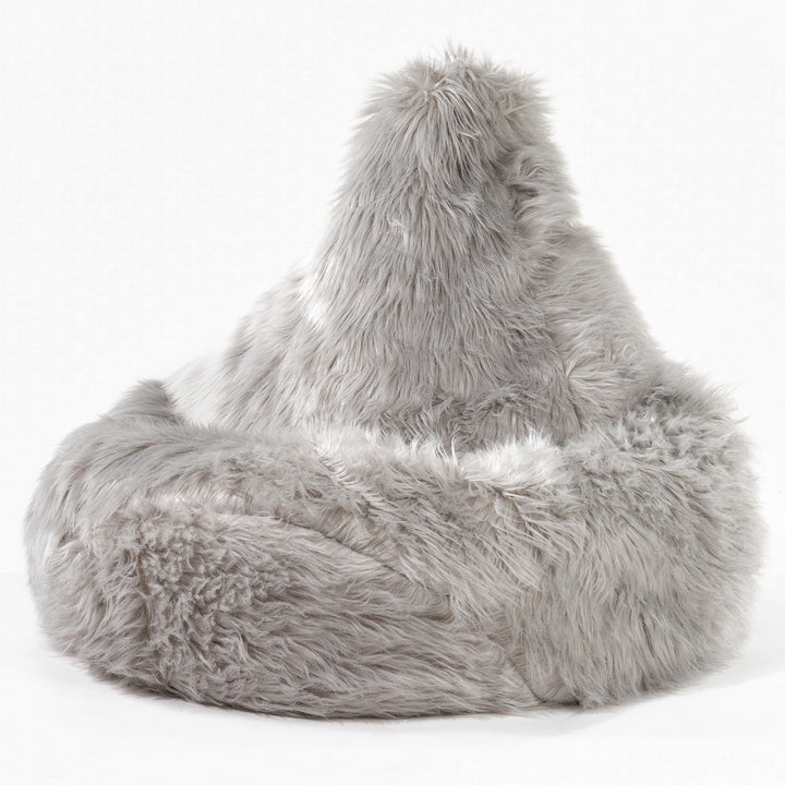 Stolička s vysokým operadlom sedací vak - Mongolská Umelá Kožušina Šedá 01