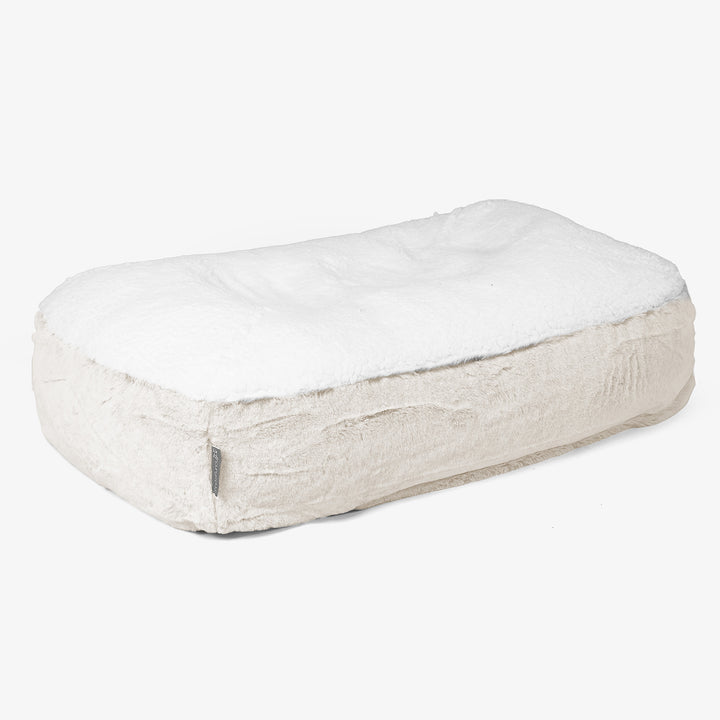 Stredný pelech pre psa Sloucher - Falošná králičia kožušina Biela 01