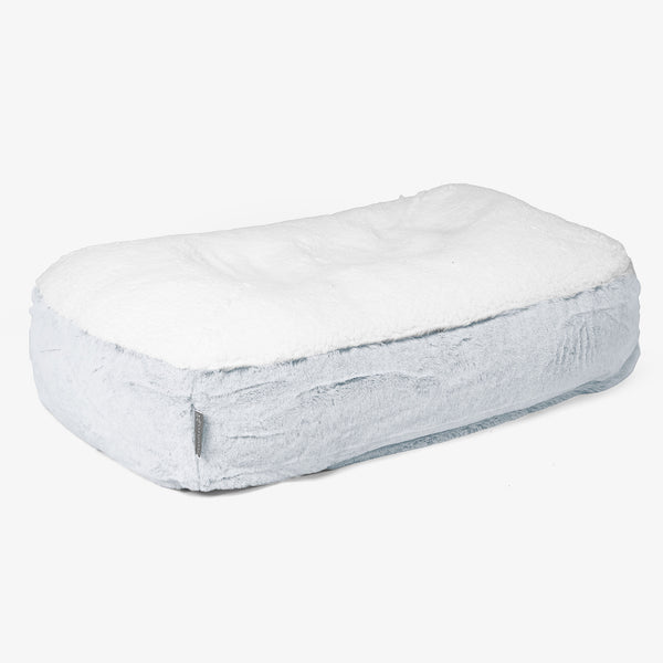 Stredný pelech pre psa Sloucher - Falošná králičia kožušina Prašná modrá 01