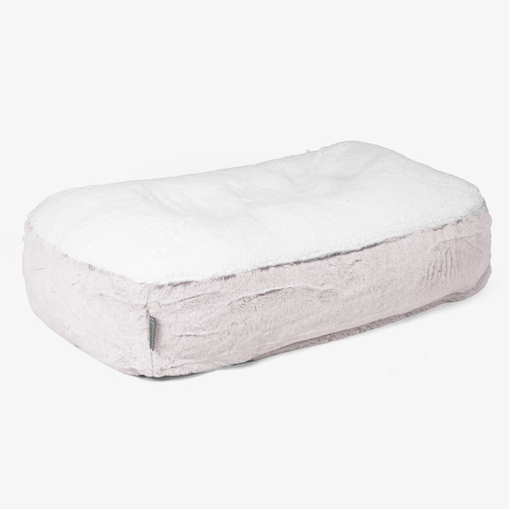 Stredný pelech pre psa Sloucher - Falošná králičia kožušina Prašná ružová 01