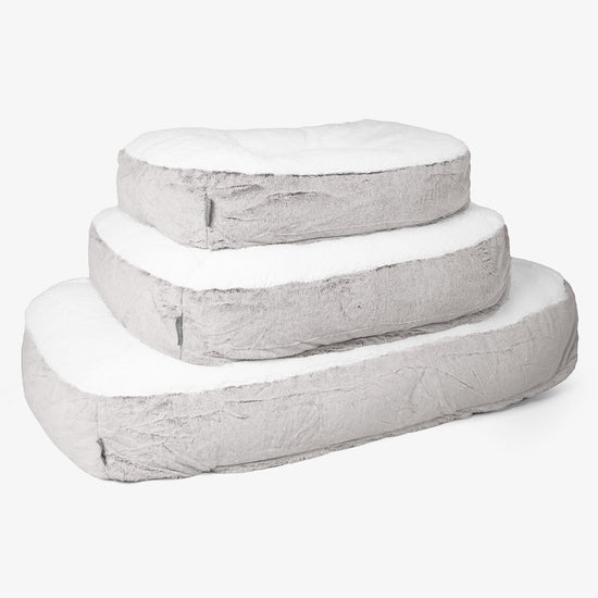 Stredný pelech pre psa Sloucher - Falošná králičia kožušina Svetlošedá 02