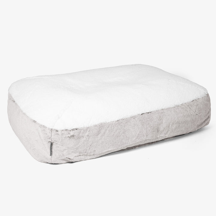 Veľký pelech pre psa Sloucher - Falošná králičia kožušina Svetlošedá 01