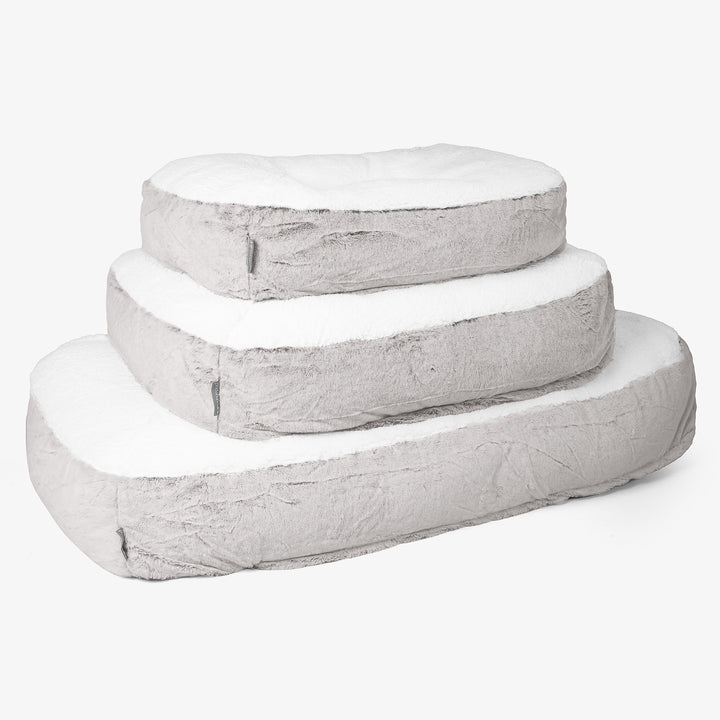 Veľký pelech pre psa Sloucher - Falošná králičia kožušina Svetlošedá 02