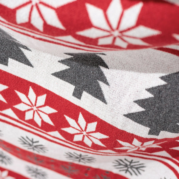 Deka / prikrývka - Pletené Vianočný Fairisle Červená Fabric Close-up Image