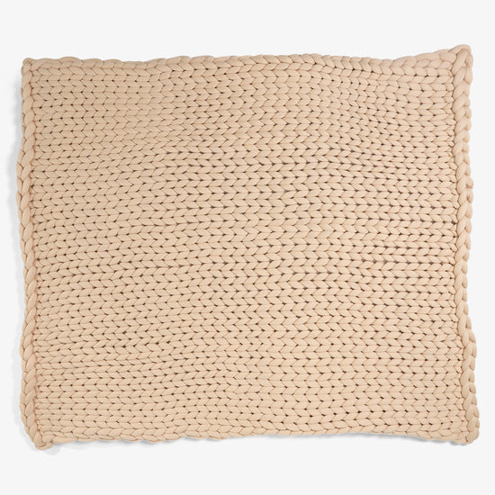 Weighted Blanket for Adults - Cotton Chunky Knit Taupe 02