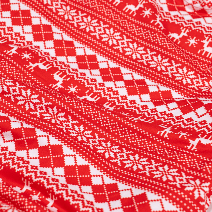 Dámske pulóvrové pyžamá - Červený Fairisle 06
