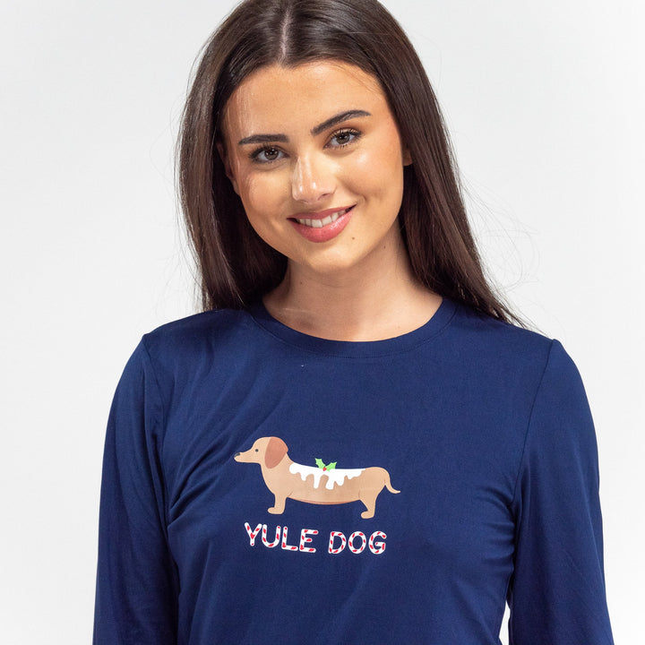 Dámske pulóvrové pyžamá - Slogan s jazvečíkom 02