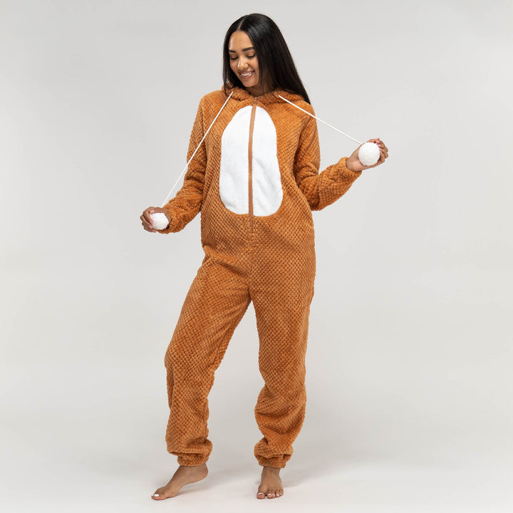 Dámsky zvierací flísový overal Onesie s kapucňou - Líška 03