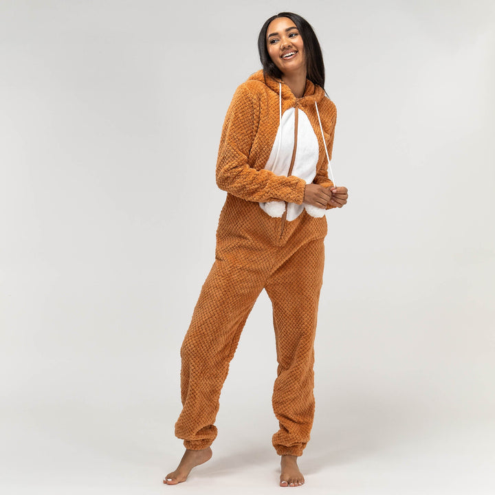 Dámsky zvierací flísový overal Onesie s kapucňou - Líška 04