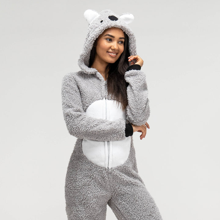 Dámsky zvierací flísový overal Onesie s kapucňou - Medvedík koala 03