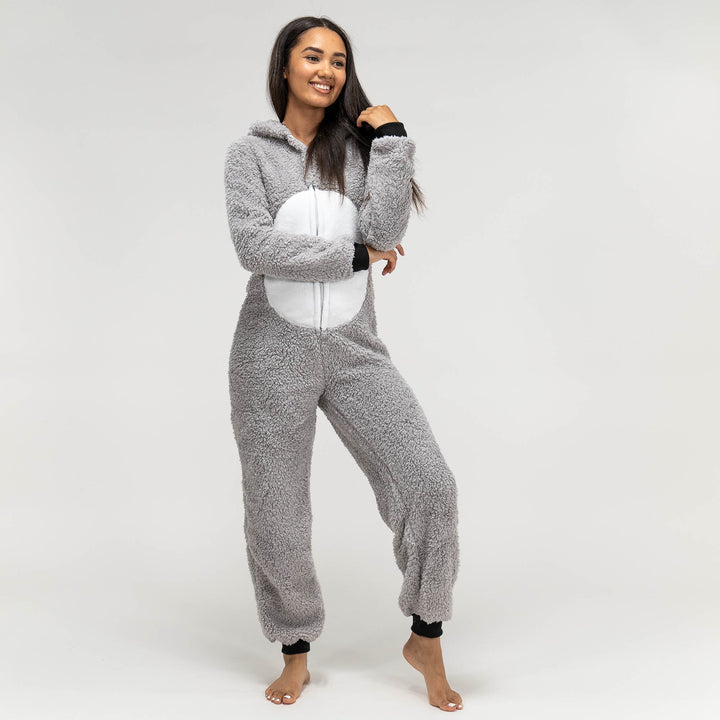 Dámsky zvierací flísový overal Onesie s kapucňou - Medvedík koala 04