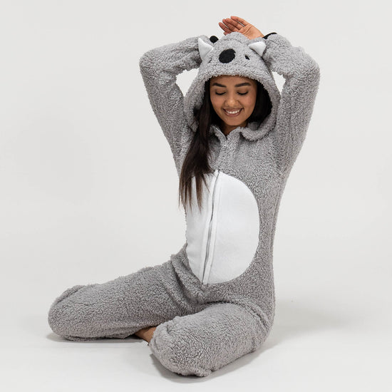 Dámsky zvierací flísový overal Onesie s kapucňou - Medvedík koala 05