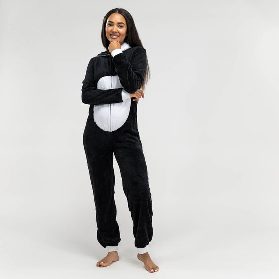 Dámsky zvierací flísový overal Onesie s kapucňou - Panda 03