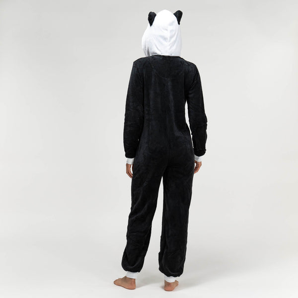 Dámsky zvierací flísový overal Onesie s kapucňou - Panda Fabric Close-up Image