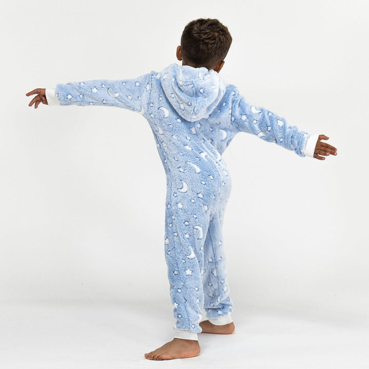 Detský flísový overal Onesie s kapucňou - Mesiac a hviezdy 04