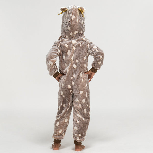 Detský flísový overal Onesie s kapucňou - Potlač so sobom Fabric Close-up Image